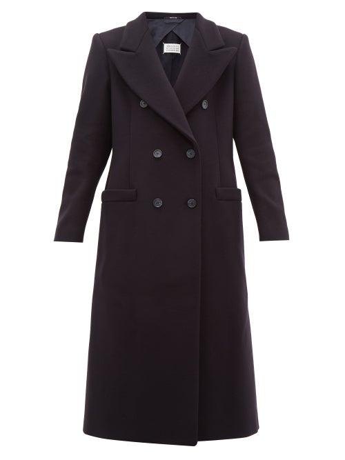 Matchesfashion.com Maison Margiela - Double Breasted Wool Blend Coat - Womens - Navy