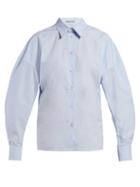 Matchesfashion.com Bottega Veneta - Balloon Sleeve Poplin Shirt - Womens - Light Blue