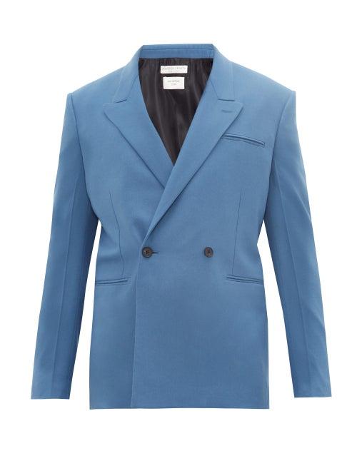 Matchesfashion.com Bottega Veneta - Double-breasted Cashmere-blend Suit Jacket - Mens - Blue