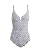 Matchesfashion.com Melissa Odabash - Tuscany Diamond Jacquard Swimsuit - Womens - Navy White