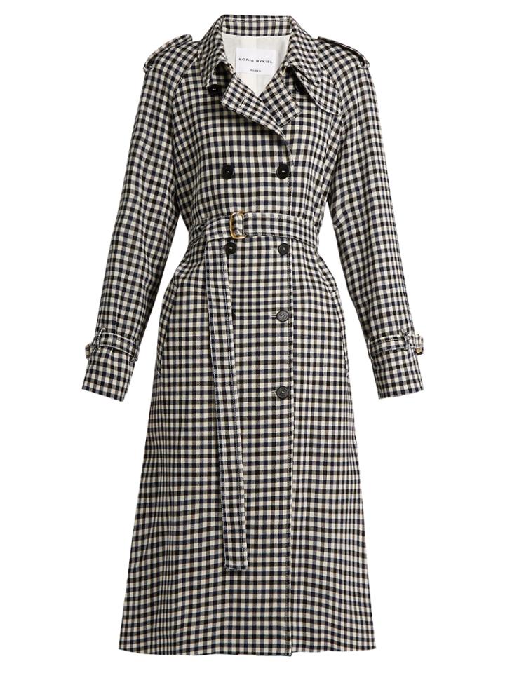 Sonia Rykiel Gingham Wool Trench Coat