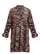 Matchesfashion.com Ganni - Lindale Zebra Print Tiered Satin Dress - Womens - Black Multi