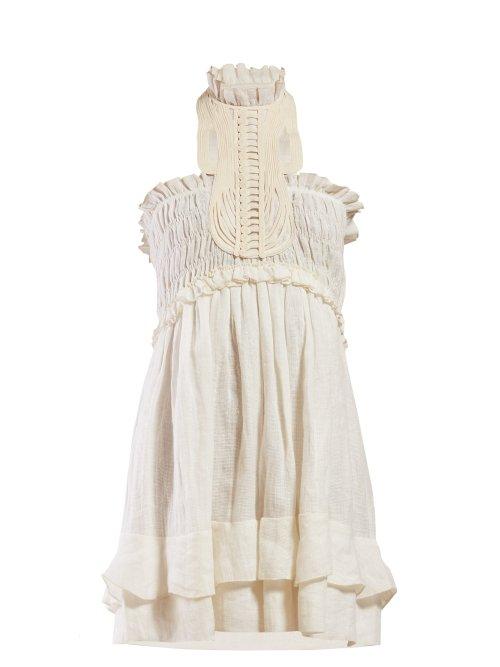 Matchesfashion.com Isabel Marant - Corded Halterneck Gauze Playsuit - Womens - White