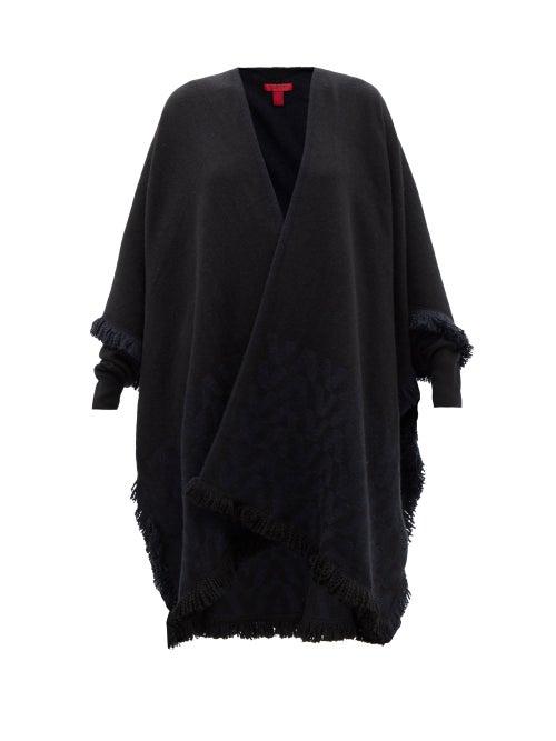 Valentino Garavani - Optical Valentino Jacquard Cashmere Poncho - Womens - Black