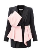 Matchesfashion.com Alexander Mcqueen - Single-breasted Panelled Peplum Twill Jacket - Womens - Black Multi