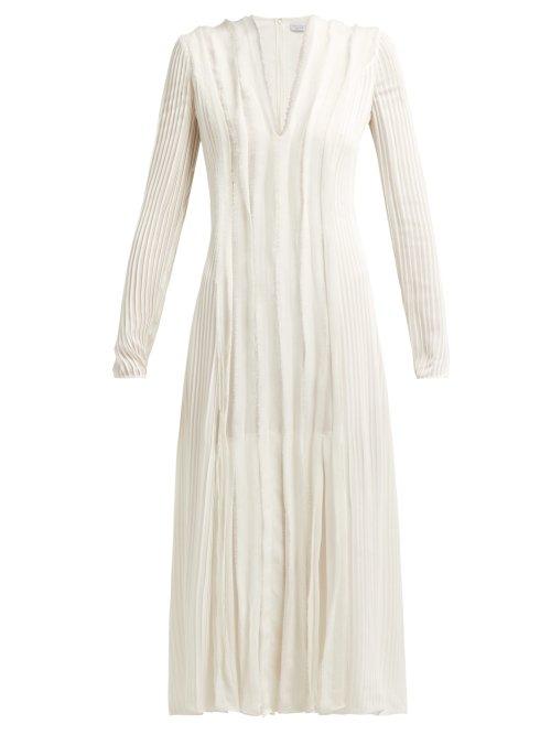 Matchesfashion.com Gabriela Hearst - Pearl Pintucked Silk Chiffon Midi Dress - Womens - Ivory
