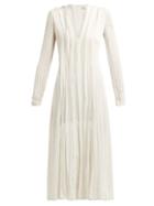 Matchesfashion.com Gabriela Hearst - Pearl Pintucked Silk Chiffon Midi Dress - Womens - Ivory