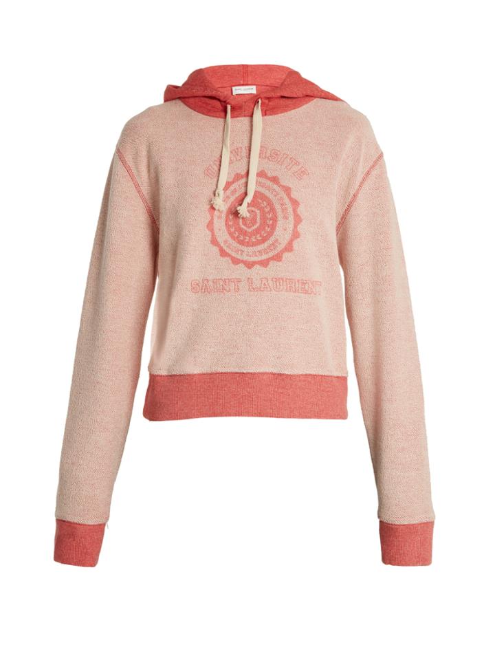 Saint Laurent Universit-print Hooded Terry-towelling Sweatshirt
