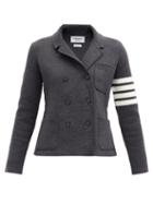 Matchesfashion.com Thom Browne - Four-bar Wool-blend Double-breasted Jacket - Womens - Dark Grey