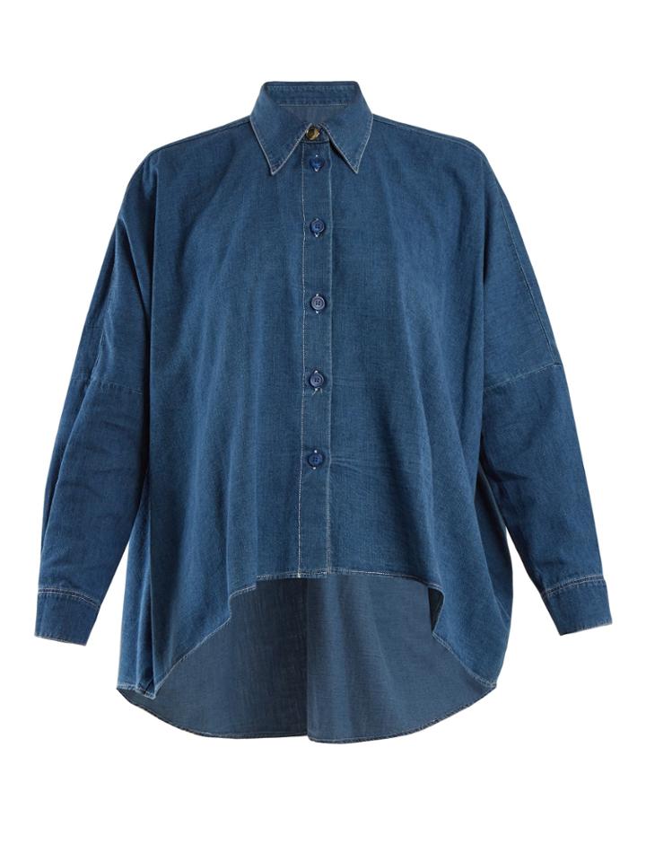 Mm6 Maison Margiela Handkerchief-hem Cotton-denim Shirt