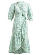 Matchesfashion.com Rebecca Taylor - Floral Print Cotton Wrap Dress - Womens - Green Multi