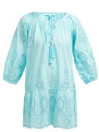 Matchesfashion.com Melissa Odabash - Ashley Cotton Broderie Anglaise Mini Dress - Womens - Light Blue