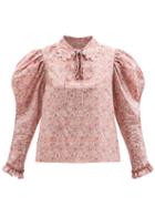 Horror Vacui - Coco Emma & Georgina-print Cotton Blouse - Womens - Pink Multi