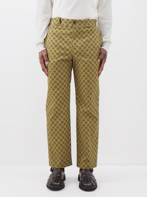 Erdem - Benedict Floral-print Cotton-garbardine Trousers - Mens - Green Multi