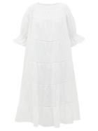 Matchesfashion.com Merlette - Paradis Tiered Cotton Midi Dress - Womens - White