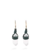 Chlo - Jemma Rock Crystal & Leather Drop Earrings - Womens - Green Multi