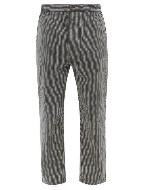 P. Le Moult - Striped Cotton-poplin Pyjama Trousers - Mens - Black White