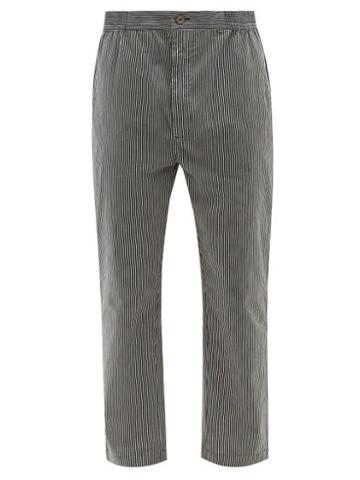 P. Le Moult - Striped Cotton-poplin Pyjama Trousers - Mens - Black White