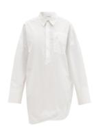 Matchesfashion.com The Attico - Nadia Asymmetric-hem Cotton Shirt Dress - Womens - White