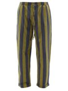 Pro - Drawstring-waist Striped Cotton Trousers - Mens - Green Stripe