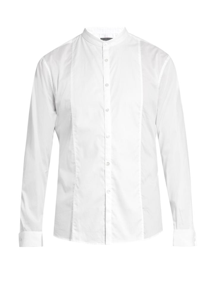 John Varvatos Granddad-collar Cotton Shirt