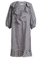 Matchesfashion.com Lee Mathews - Nellie Ruffled Linen Dress - Womens - Navy Multi