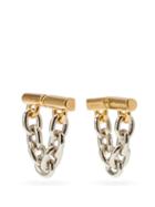 Matchesfashion.com Paco Rabanne - Chain-link Logo-engraved Metal Earrings - Womens - Silver Gold