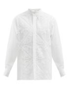 Matchesfashion.com Valentino - Crochet-panel Cotton-poplin Shirt - Mens - White