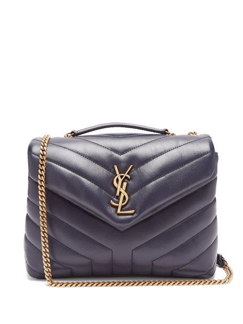 Matchesfashion.com Saint Laurent - Loulou Medium Leather Shoulder Bag - Womens - Navy