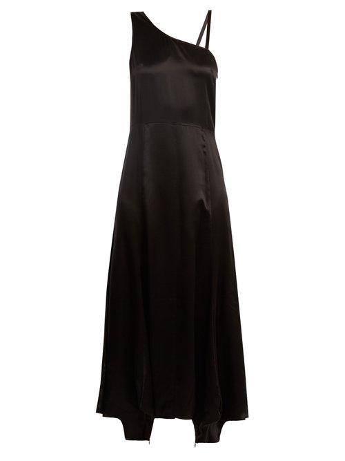 Matchesfashion.com Albus Lumen - Tuta One Shoulder Silk Jumpsuit - Womens - Black