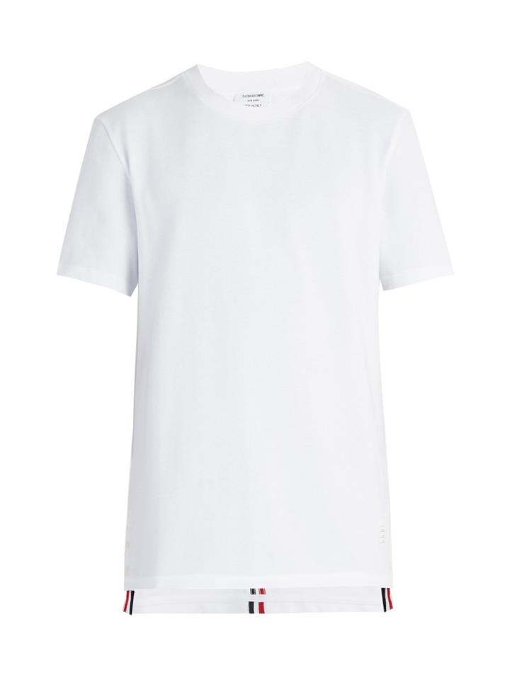 Thom Browne Striped-trim Cotton Piqu T-shirt