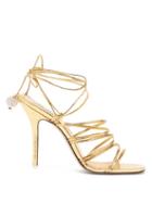 Matchesfashion.com The Attico - Crystal-embellished Leather Heeled Sandals - Womens - Gold