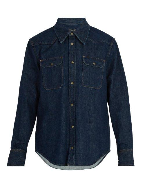 Matchesfashion.com Calvin Klein 205w39nyc - Archive Western Embroidered Denim Shirt - Mens - Blue
