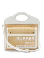 Matchesfashion.com Burberry - Pocket Mini Logo-print Raffia Handbag - Womens - Beige Multi