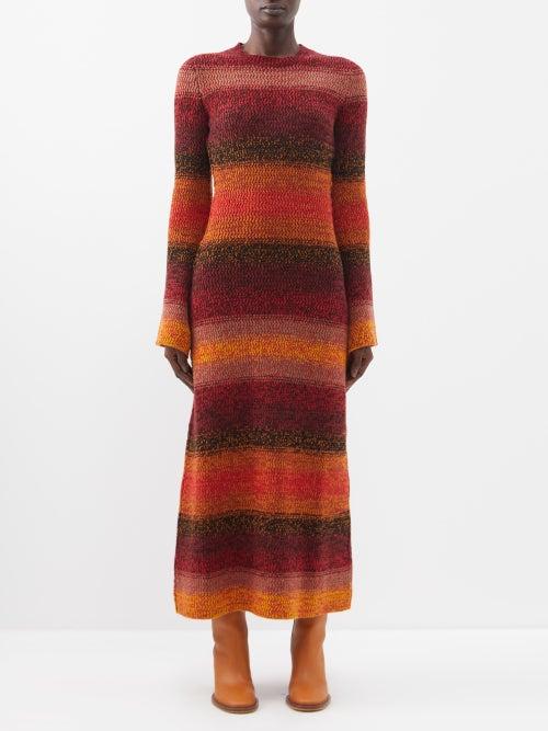 Chlo - Degrad Cashmere Maxi Dress - Womens - Orange Multi