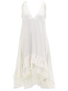 Matchesfashion.com Anaak - Anneka Tie-strap Ruffled Cotton-gauze Dress - Womens - White