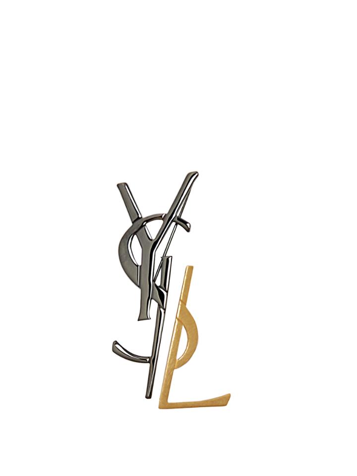 Saint Laurent Set Of Two Deconstructed Monogram Brooches