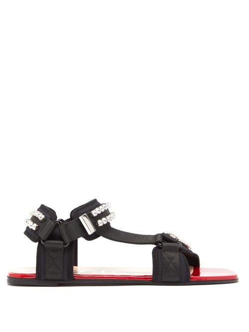 Matchesfashion.com Gucci - Crystal Embellished Sandals - Womens - Black Red