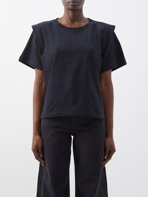Isabel Marant - Zelitos Shoulder-fold Cotton-jersey T-shirt - Womens - Black