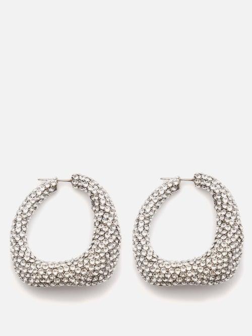 Alexander Mcqueen - Crystal-pav Hoop Earrings - Womens - Silver Multi