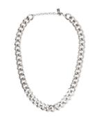 Matchesfashion.com Saint Laurent - Crystal Embellished Curb Link Chain Necklace - Womens - Silver