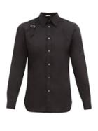 Matchesfashion.com Alexander Mcqueen - Piqu-panelled Cotton-poplin Harness Shirt - Mens - Black