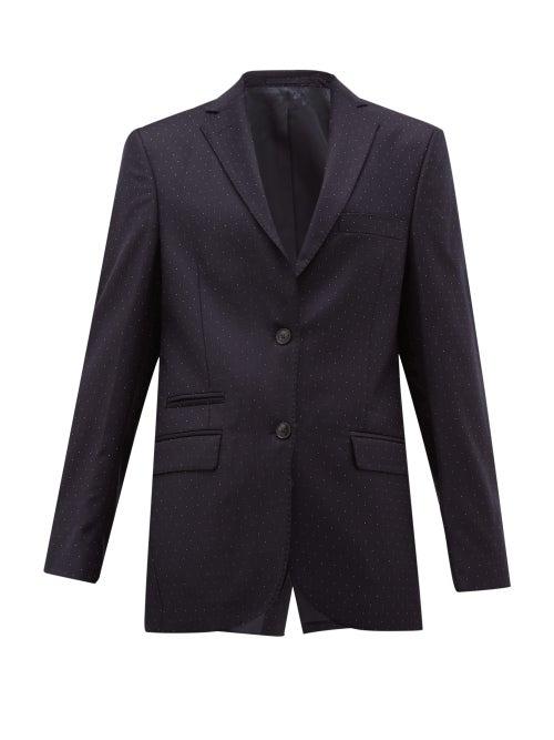Matchesfashion.com Officine Gnrale - Charlene Single Breasted Pindot Wool Blazer - Womens - Navy