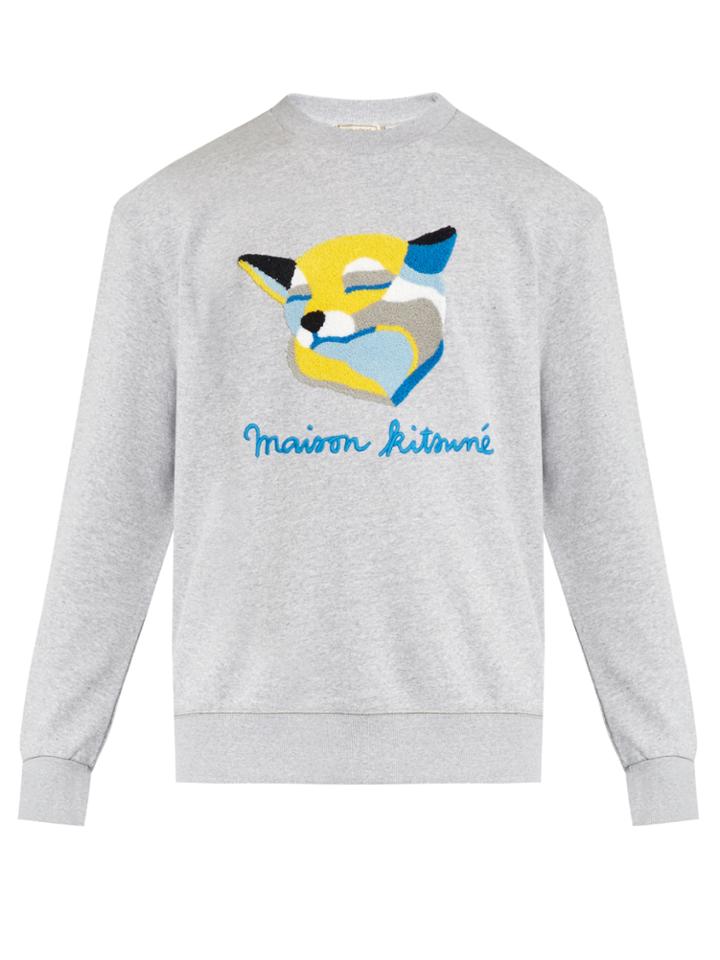Maison Kitsuné Logo-embroidered Fox-appliqu Cotton Sweatshirt