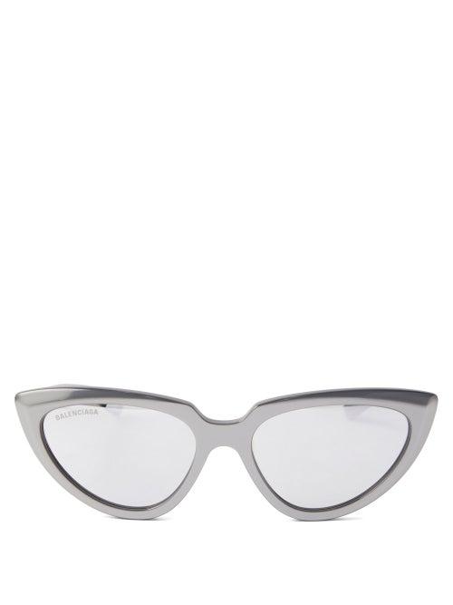 Balenciaga - Cat-eye Acetate Sunglasses - Womens - Silver