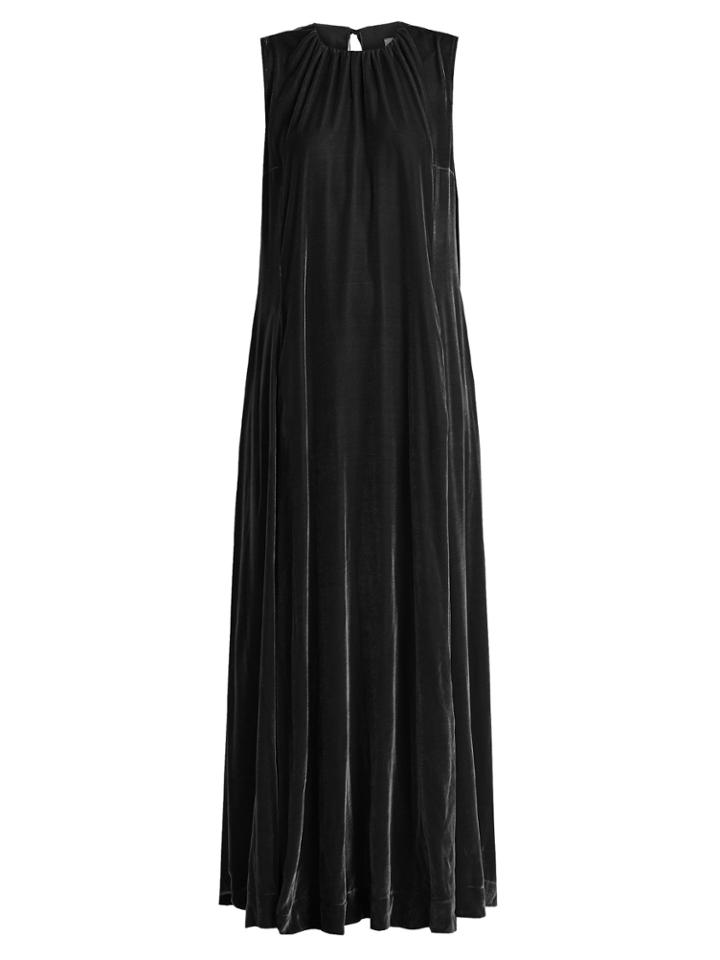 Raey Gathered-neck Velvet Maxi Dress