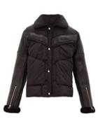 Matchesfashion.com Schott - Leather Sleeves Technical Quilted Shearling Jacket - Mens - Black