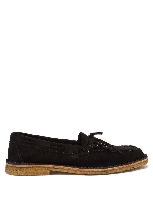 Matchesfashion.com Saint Laurent - Studded Suede Loafers - Mens - Black