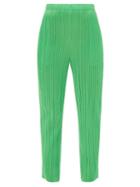 Pleats Please Issey Miyake - Technical-pleated Slim-leg Trousers - Womens - Green