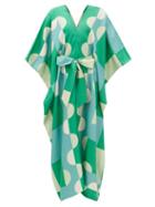 Louisa Parris - The Capri Colour-block Silk Dress - Womens - Green Print